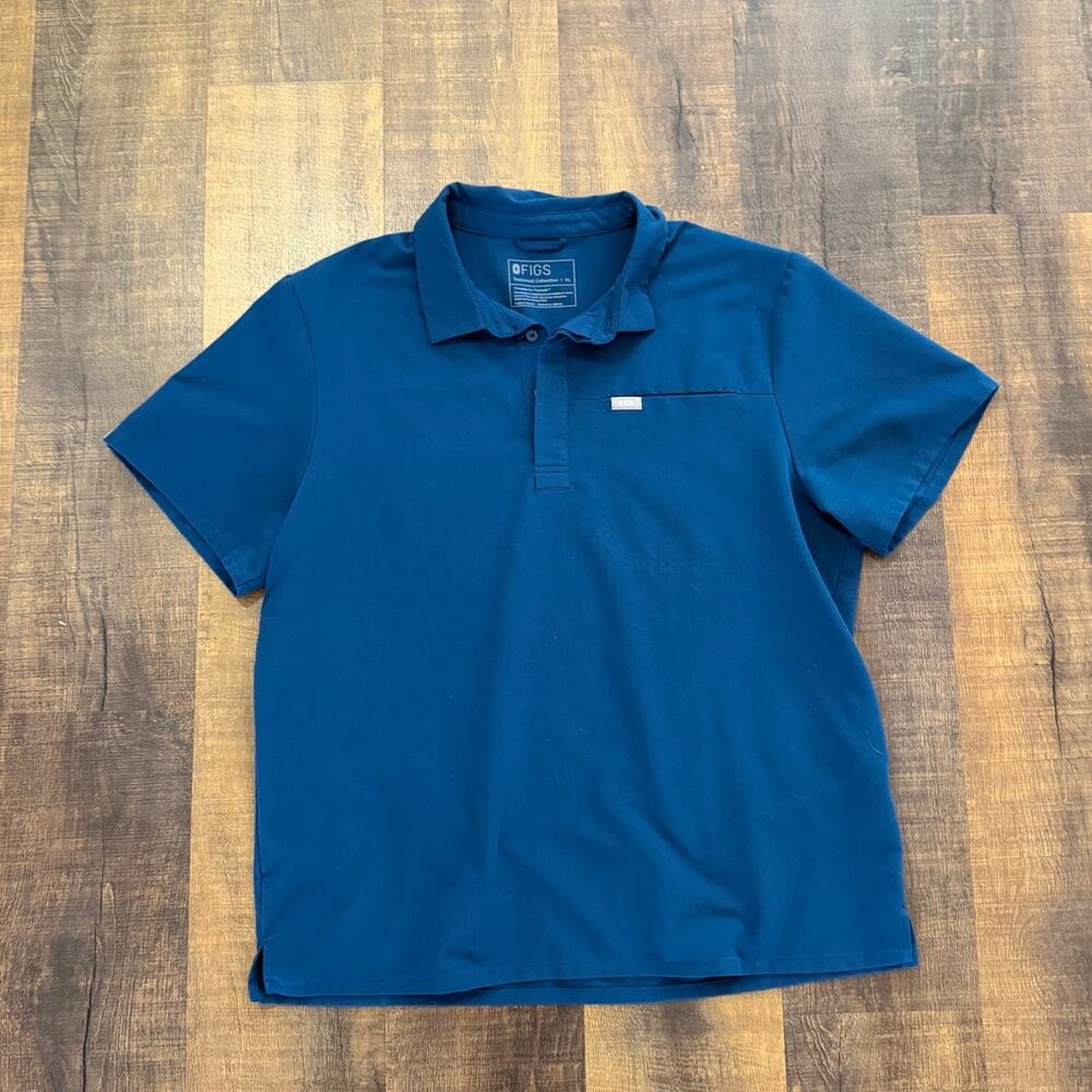 FIGS Lima Scrub Polo Blue/Green Short Sleeve Medical Top Men’s Size XL
